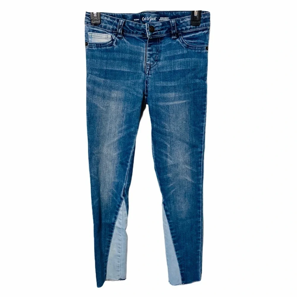 Cat & Jack Girls'‎ Blue Wash Denim Jeans with Light Wash Inset Panels Girls 12